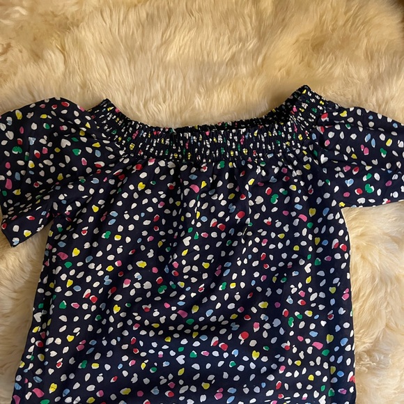 J.Crew Cotton Short Sleeve Cotton Top. Blue with pattern. Size 10. Never worn. - Picture 2 of 3